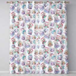 Cute Kittens Puppies Snow Globes Cream Background Seamless Pattern Readymade Eyelet Ring Top Thermal 100% Blackout Curtains - thumbnail 2