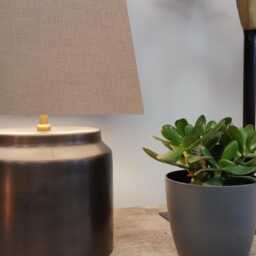 Hazelnut Brown Extra Tall Cone Lampshade in Linen, Conical Fat Lamp Shade - thumbnail 2
