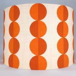 Retro Circles Orange Cream Fabric Handmade Drum Lampshade - thumbnail 2