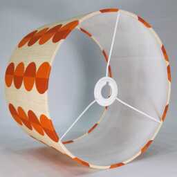 Retro Circles Orange Cream Fabric Handmade Drum Lampshade - thumbnail 3