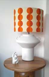 Retro Circles Orange Cream Fabric Handmade Drum Lampshade