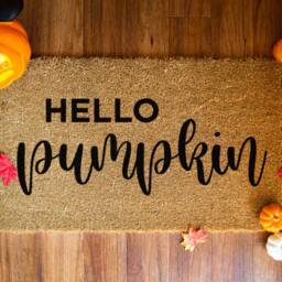 Hello Pumpkin Doormat - Fall Welcome Mat Hey There Door Seasonal Decor - thumbnail 2