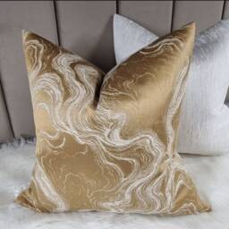 Marble Effect Gold & White Cushion Cover, Sofa Bed Pillow Cover Neutral Decor