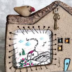 Romantic Wall Hanging, Ceramic Art With Embroidery, Unique Decor For The Home, Ceramics & Pottery, Decor - thumbnail 3
