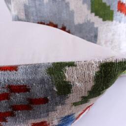 ??kat Velvet Pillow, Blue Beige Pillow, Home Decor, Velvet Decorative Pillow, ??kat Accent Pillow, Silk Pillow, Lumbar Throw Pillow, Square Cushion - thumbnail 3