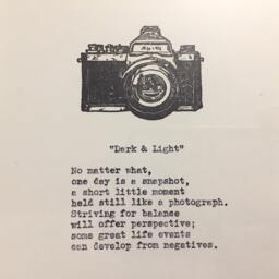 Dark & Light. - Frame Will Differ. Poetry On Antique Typewriter. Pre-Framed. Gift Ideas For Birthday, Wedding, Anniversary, Christmas, Baby - thumbnail 2