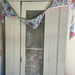 Vintage Handmade Bunting - Baby Blue & Red Floral Fabric Sourced From Vintage Eiderdown Quilt - thumbnail 2