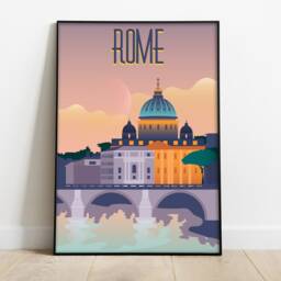 Rome Vintage Travel Poster Retro Italy City Wall Art - thumbnail 2