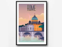 Rome Vintage Travel Poster Retro Italy City Wall Art - thumbnail 1