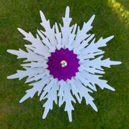 Eryngium Flower Stem - Silver, Purple, Anodised Aluminium, Garden Art Sculpture - thumbnail 3