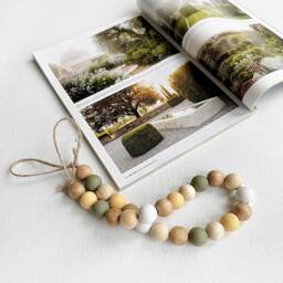 Handmade Wooden Bead Curtain Tiebacks Khaki Green & Yellow, Set Of 2 - thumbnail 3