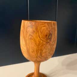 Handcrafted Olive Wood Wine Bottle Stand Balancing Rustic Bar Decor - thumbnail 4