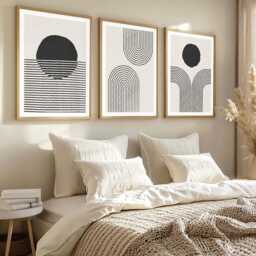 Abstract Wall Art Prints, Set Of 3 Prints, Neutral Black Beige Prints, Poster Prints Home Decor Living Room Decor Bedroom Art Modern Interiors - thumbnail 2