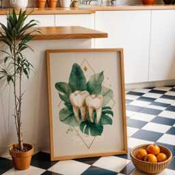 Dental Wall Art Print - Botanical Teeth Illustration Modern Dentist Office D??cor Anatomy Medical - thumbnail 2