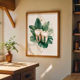 Dental Wall Art Print - Botanical Teeth Illustration Modern Dentist Office D??cor Anatomy Medical - thumbnail 3