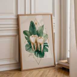 Dental Wall Art Print - Botanical Teeth Illustration Modern Dentist Office D??cor Anatomy Medical - thumbnail 1