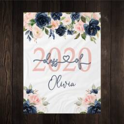 Graduation Blanket, Class Of 2020 Gift, Floral Style Personalized Gift For Senior, Senior Year - thumbnail 2
