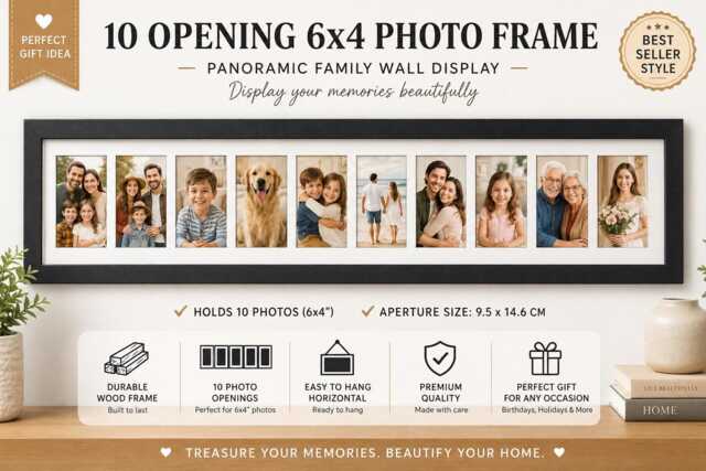 Multi Photo Collage Frame Black Veneer, Holds 10 - 4x6 Photos - image 1
