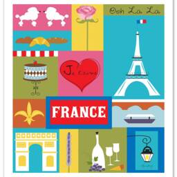 Eiffel Tower Print, Paris Decor, Wall Art, France Poster, Map Style E8-O-Fra - thumbnail 3