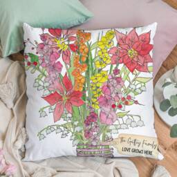 Bouquet Of Family Birth Flowers Cushion - thumbnail 1