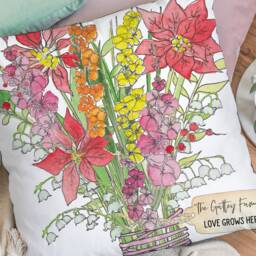 Bouquet Of Family Birth Flowers Cushion - thumbnail 3