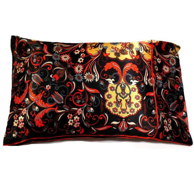 "Floral Satin Accent Pillow, Decorative Boudoir Pillow - 12""x16"