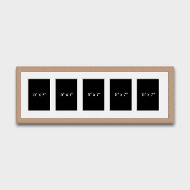 Multi Photo Picture Frame - 5 Apertures 7x5 Photos 20mm Oak Veneer - image 1