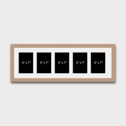 Multi Photo Picture Frame - 5 Apertures 7x5 Photos 20mm Oak Veneer