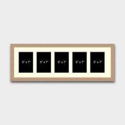 Multi Photo Picture Frame - 5 Apertures 7x5 Photos 20mm Oak Veneer - thumbnail 2