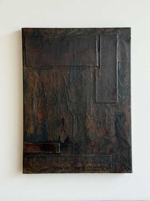 Black Abstract Textured Art Wabi-Sabi Painting On Canvas, 18x24'' - image 1