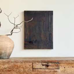 Black Abstract Textured Art Wabi-Sabi Painting On Canvas, 18x24'' - thumbnail 3