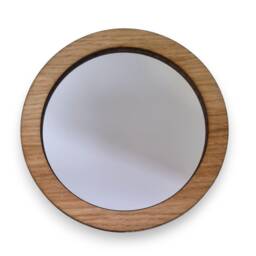 Round Wooden Framed Mirror Oak, Walnut, Or Cherry Veneer - thumbnail 2
