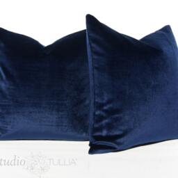 Midnight Blue, Velvet Pillow Cover, Custom Sizes, Navy Studio Tullia, Made To Order - thumbnail 3