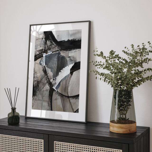Brazil Map - Black & Grey Abstract Painting Of Wall Art Print Traval Poster - image 1