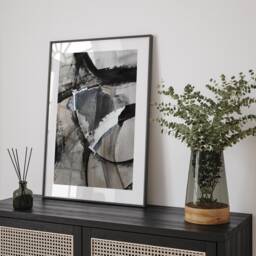Brazil Map - Black & Grey Abstract Painting Of Wall Art Print Traval Poster - thumbnail 1