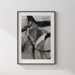 Brazil Map - Black & Grey Abstract Painting Of Wall Art Print Traval Poster - thumbnail 3