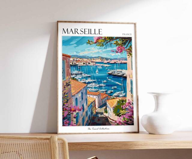 Marseille France Travel Poster Coastal Mediterranean Art Print - image 1