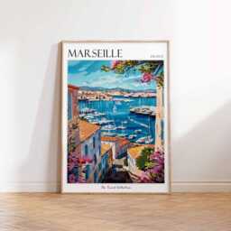 Marseille France Travel Poster Coastal Mediterranean Art Print - thumbnail 3