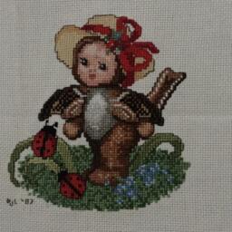 Completed Sparrow Baby Cross Stitch - Colorful Farm Animal Handmade Wall Art, Gift - thumbnail 2