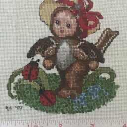 Completed Sparrow Baby Cross Stitch - Colorful Farm Animal Handmade Wall Art, Gift - thumbnail 3