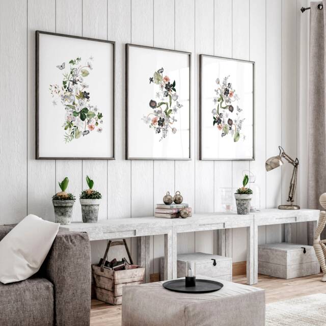 Home Decor Wall Art, Decor Living Room Set Of 3 Tropical Art Prints, Office Gift For Mom, House Warming Friend - image 1