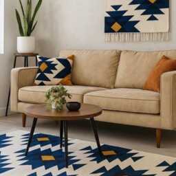 Handmade Kilim Rug Colorful Geometric Wool Flatweave - Bohemian Tribal Design - thumbnail 2