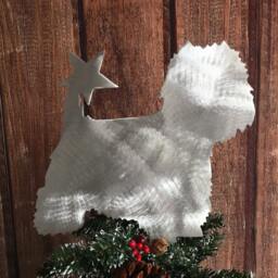 West Highland Terrier, Westie, Dog Christmas Tree Topper, Holiday Decoration, Wreath Christmas, Aluminum, Star, Pet Memorial - thumbnail 2