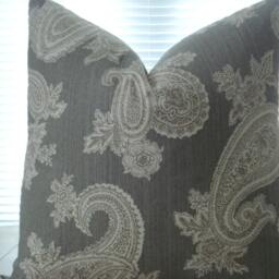 steel Grey Paisley Pillow Cover - Modern Throw - thumbnail 2