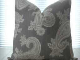 steel Grey Paisley Pillow Cover - Modern Throw