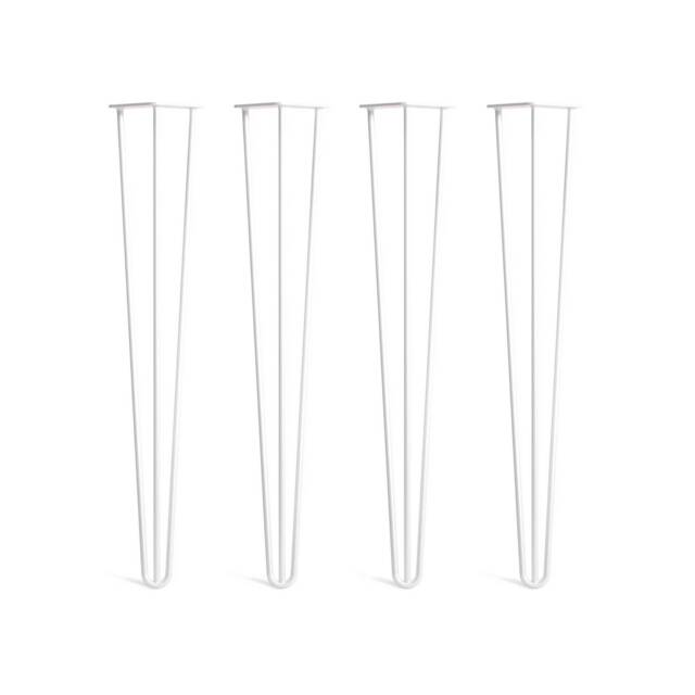 4 X White Hairpin Legs - All Sizes. Including Free Screws & Protector Feet - image 1