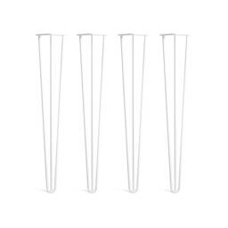 4 X White Hairpin Legs - All Sizes. Including Free Screws & Protector Feet
