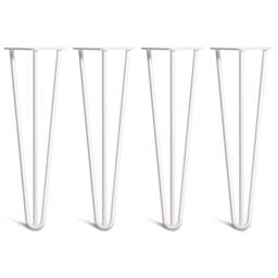 4 X White Hairpin Legs - All Sizes. Including Free Screws & Protector Feet - thumbnail 2