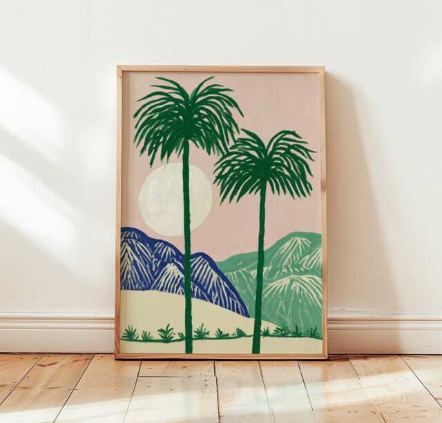 Palm Tree Poster, Tropical Landscape Print, Coastal Wall Art - image 1