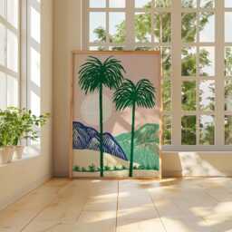 Palm Tree Poster, Tropical Landscape Print, Coastal Wall Art - thumbnail 4